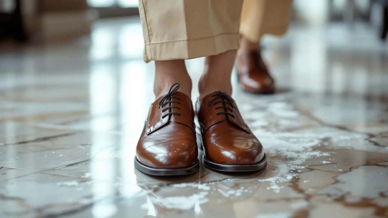 Gesso nelle scarpe nuove: il trucco per non scivolare sul pavimento lucido